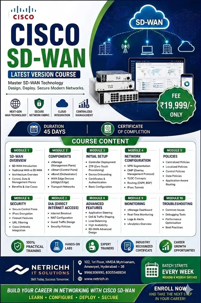 Cisco SD-WAN course content